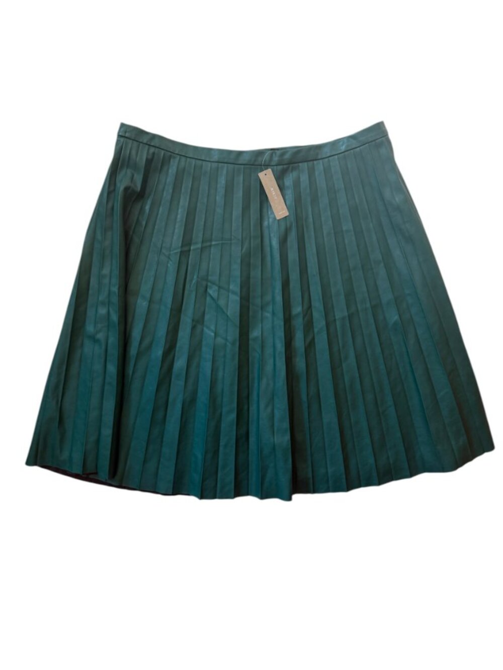 J Crew NWT Forest Green Pleated High Rise Faux Leather Midi Skirt size 18 - Picture 2 of 5